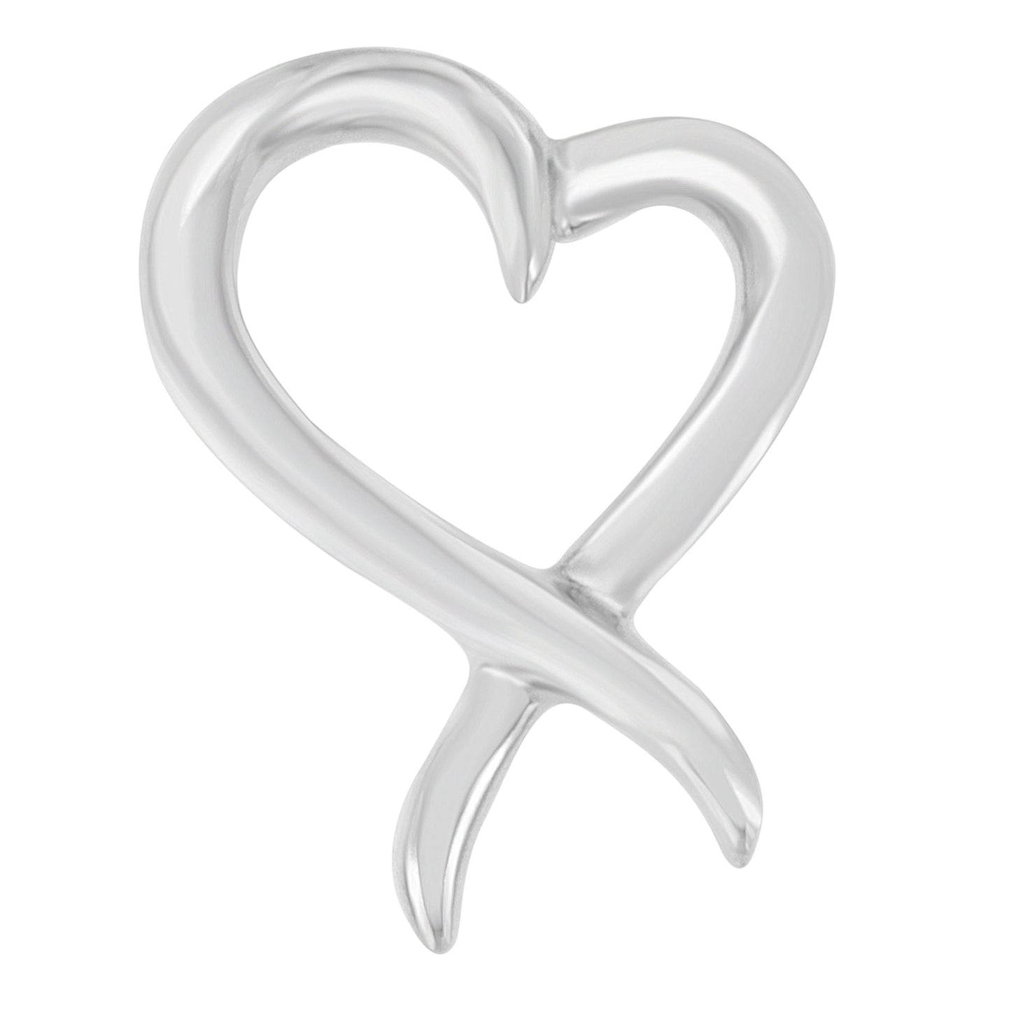 .925 Sterling Silver Open Heart-Shaped Awareness Ribbon Pendant Necklace Bids.com