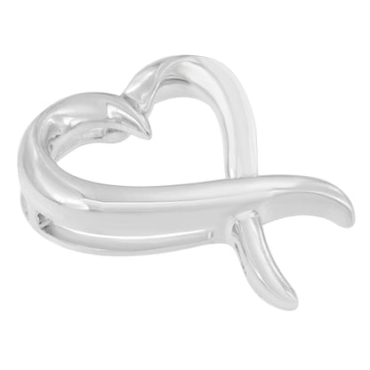 .925 Sterling Silver Open Heart-Shaped Awareness Ribbon Pendant Necklace Bids.com