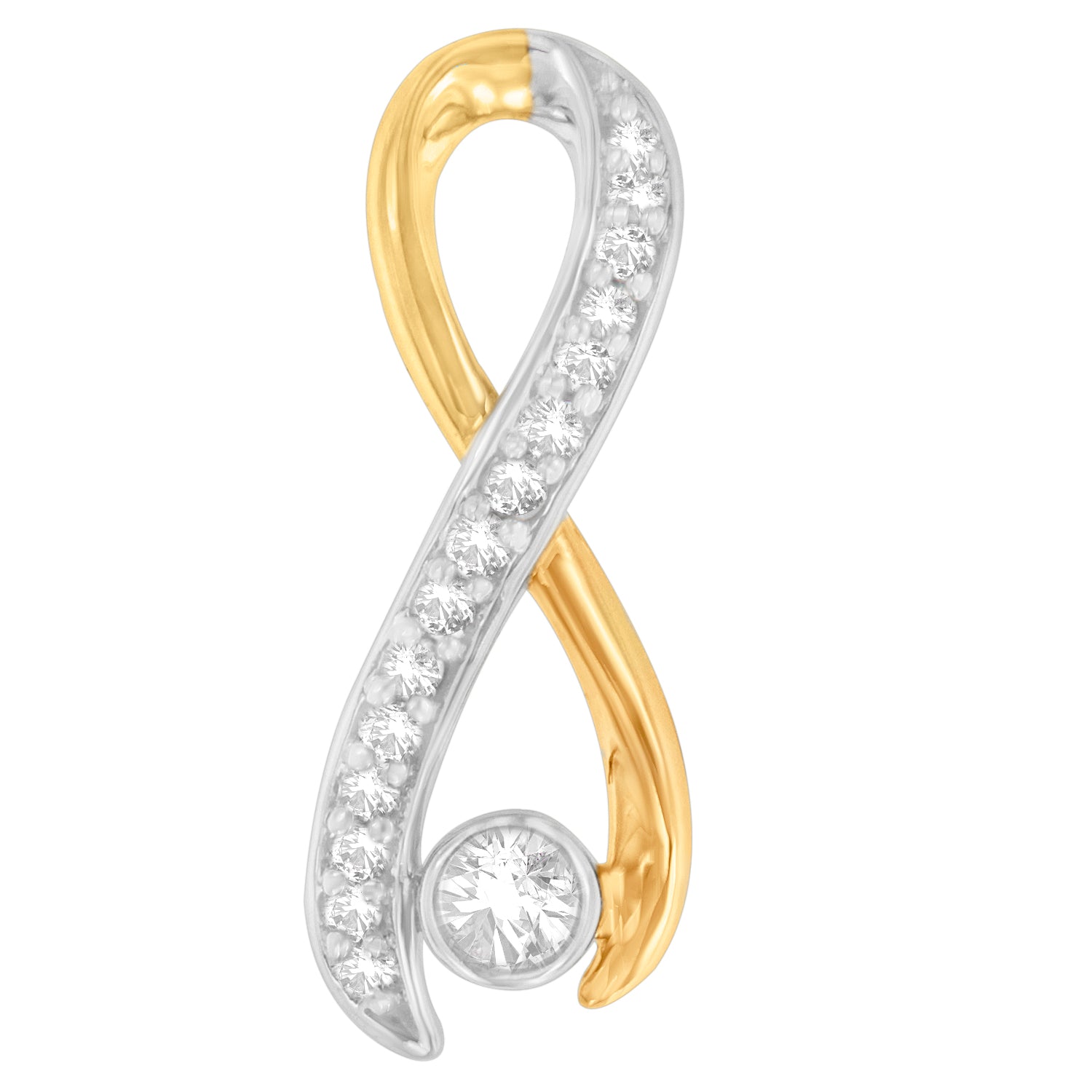 10K Two-Tone Gold 1/5 cttw Diamond Radiant Ribbon Pendant Necklace (H-I, I1-I2) Bids.com
