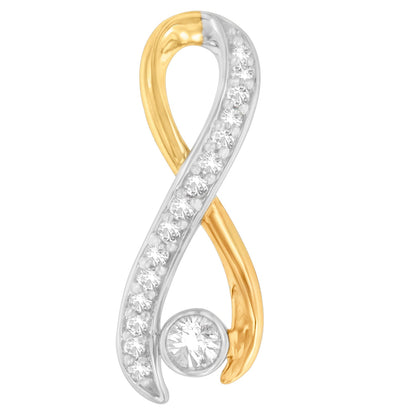 10K Two-Tone Gold 1/5 cttw Diamond Radiant Ribbon Pendant Necklace (H-I, I1-I2) Bids.com
