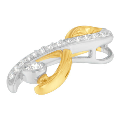 10K Two-Tone Gold 1/5 cttw Diamond Radiant Ribbon Pendant Necklace (H-I, I1-I2) Bids.com