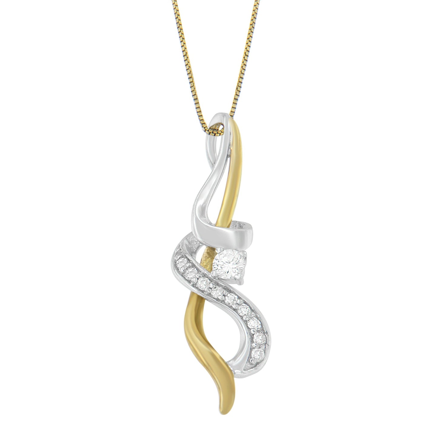 Espira 10K Two-tone Gold 1/5 cttw Diamond Intertwined Swirl Pendant Necklace (J-K, I1-I2) Bids.com
