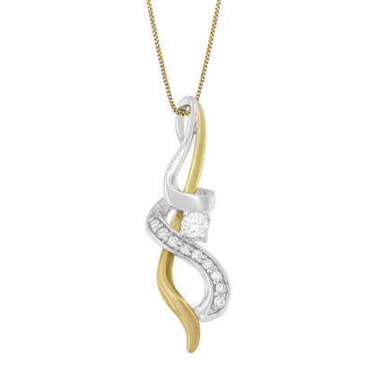 Espira 10K Two-tone Gold 1/5 cttw Diamond Intertwined Swirl Pendant Necklace (J-K, I1-I2) Bids.com