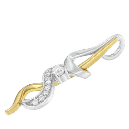 Espira 10K Two-tone Gold 1/5 cttw Diamond Intertwined Swirl Pendant Necklace (J-K, I1-I2) Bids.com