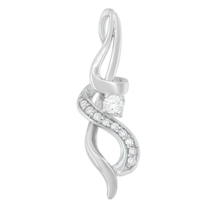 Espira 10K White Gold 1/5 cttw Round Cut Diamond Swirl Pendant Necklace (J-K, I1-I2) Bids.com