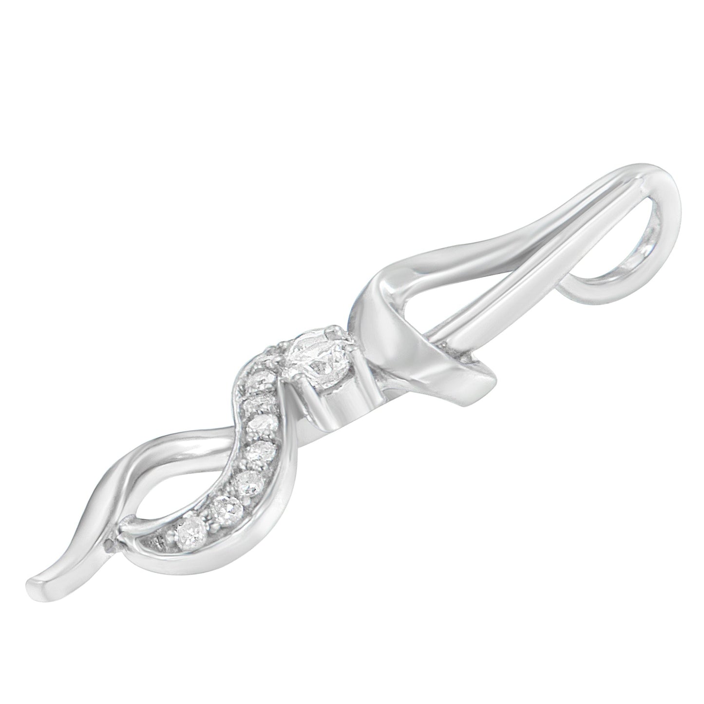 Espira 10K White Gold 1/5 cttw Round Cut Diamond Swirl Pendant Necklace (J-K, I1-I2) Bids.com