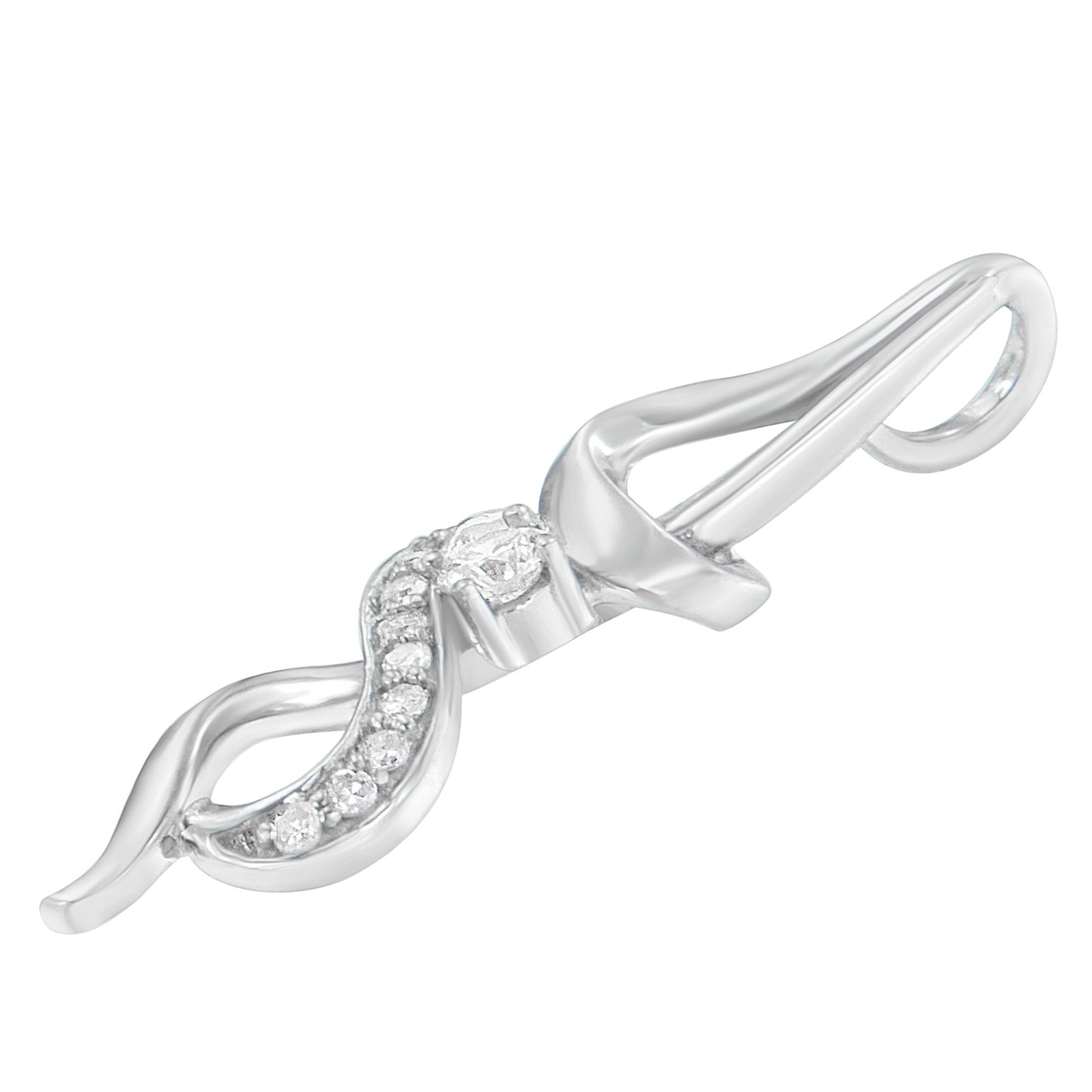 Espira 10K White Gold 1/5 cttw Round Cut Diamond Swirl Pendant Necklace (J-K, I1-I2) Bids.com