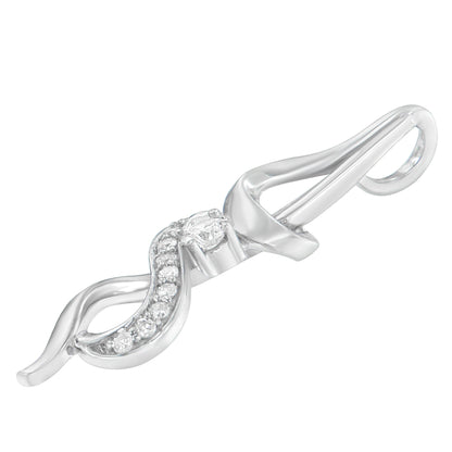 Espira 10K White Gold 1/5 cttw Round Cut Diamond Swirl Pendant Necklace (J-K, I1-I2) Bids.com