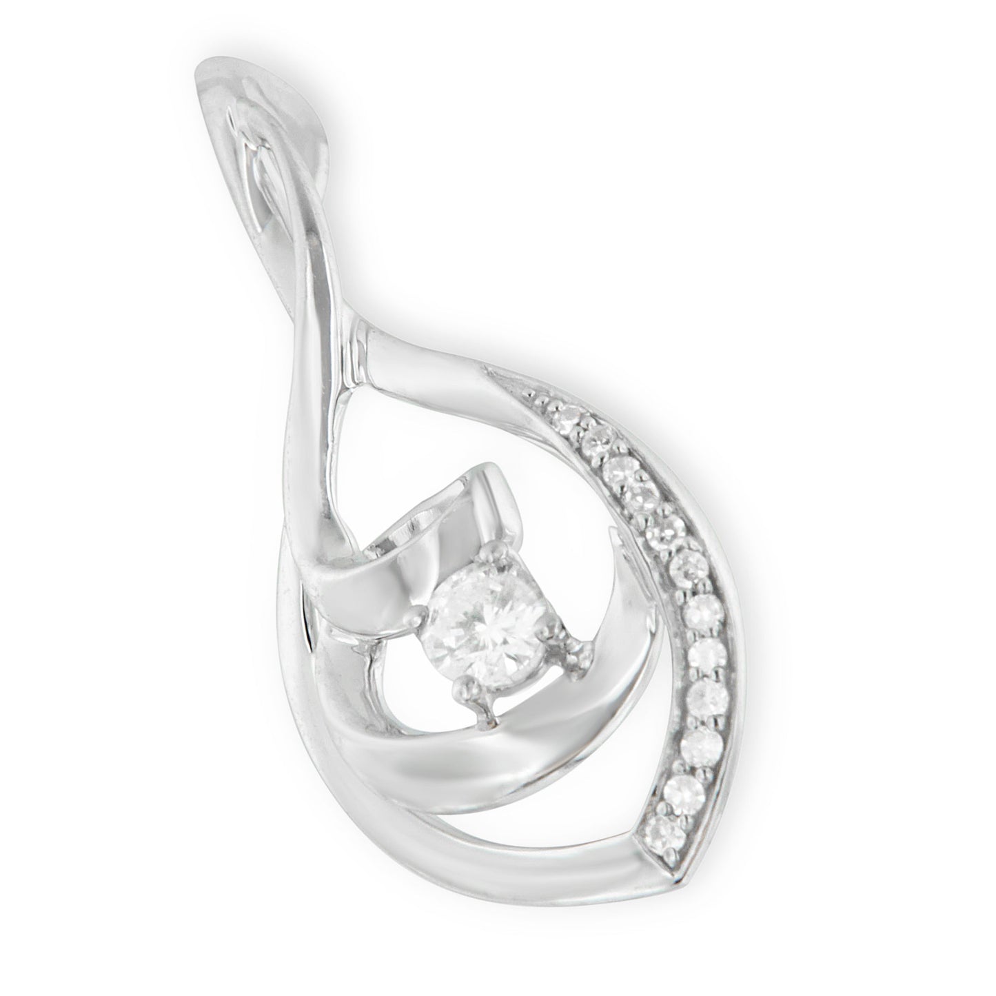 10K White Gold 1/4 Cttw Brilliant-Cut Round Diamond Spiral Link 18" Pendant Necklace (I-J Color, I2-I3 Clarity) Bids.com