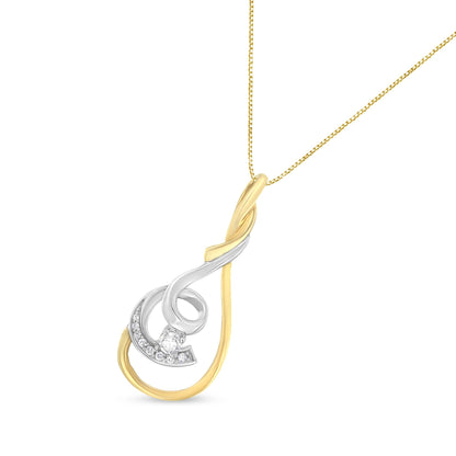 Espira 10K Two-Tone Yellow & White 1/6 Cttw Brilliant-Cut Diamond Layered Spiral 18" Pendant Necklace (H-I Color, I2-I3 Clarity) Bids.com
