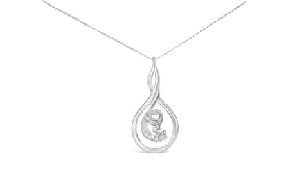 Espira 10K White Gold 1/8 cttw Round Cut Diamond Layered Spiral Pendant Necklace (I-J, I1-I2) Bids.com