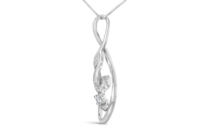 Espira 10K White Gold 1/8 cttw Round Cut Diamond Layered Spiral Pendant Necklace (I-J, I1-I2) Bids.com