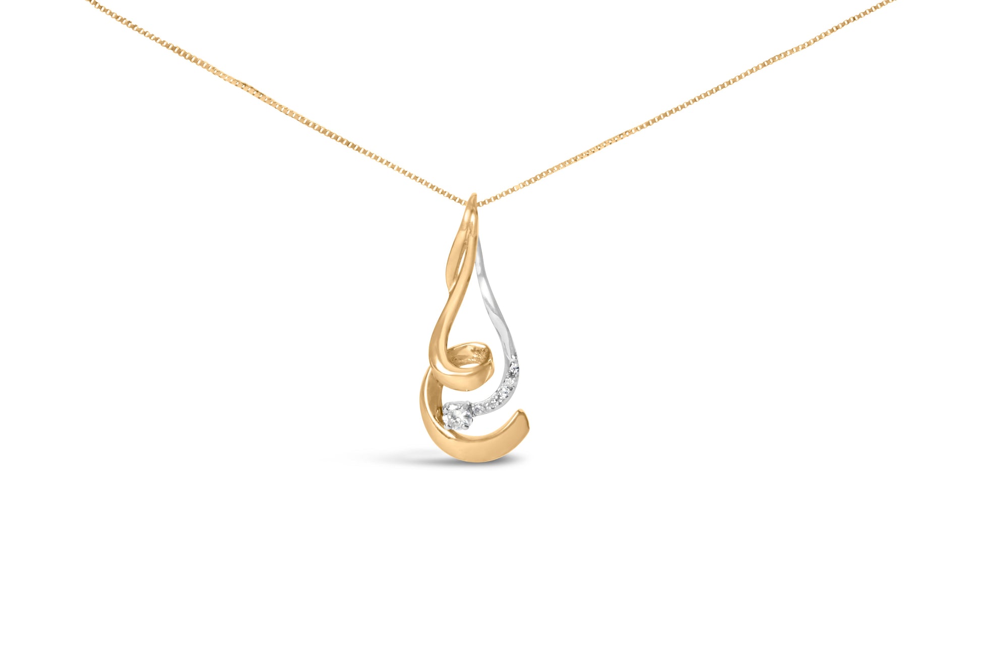 Espira 10K Two-Tone Gold 1/10 cttw Round Cut Diamond Swirl Pendant Necklace (I-J, I2-I3) Bids.com