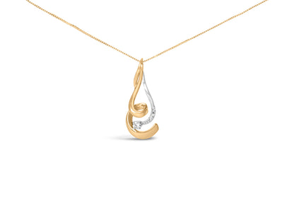 Espira 10K Two-Tone Gold 1/10 cttw Round Cut Diamond Swirl Pendant Necklace (I-J, I2-I3) Bids.com