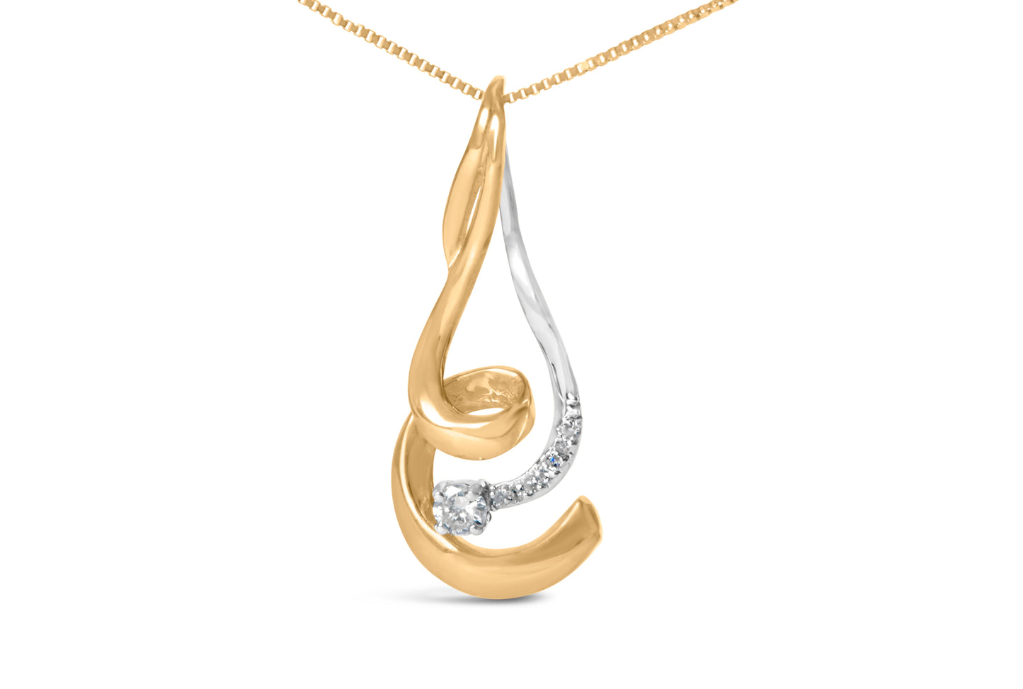 Espira 10K Two-Tone Gold 1/10 cttw Round Cut Diamond Swirl Pendant Necklace (I-J, I2-I3) Bids.com