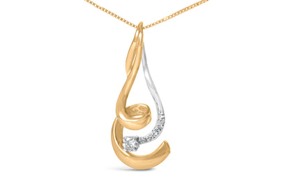 Espira 10K Two-Tone Gold 1/10 cttw Round Cut Diamond Swirl Pendant Necklace (I-J, I2-I3) Bids.com