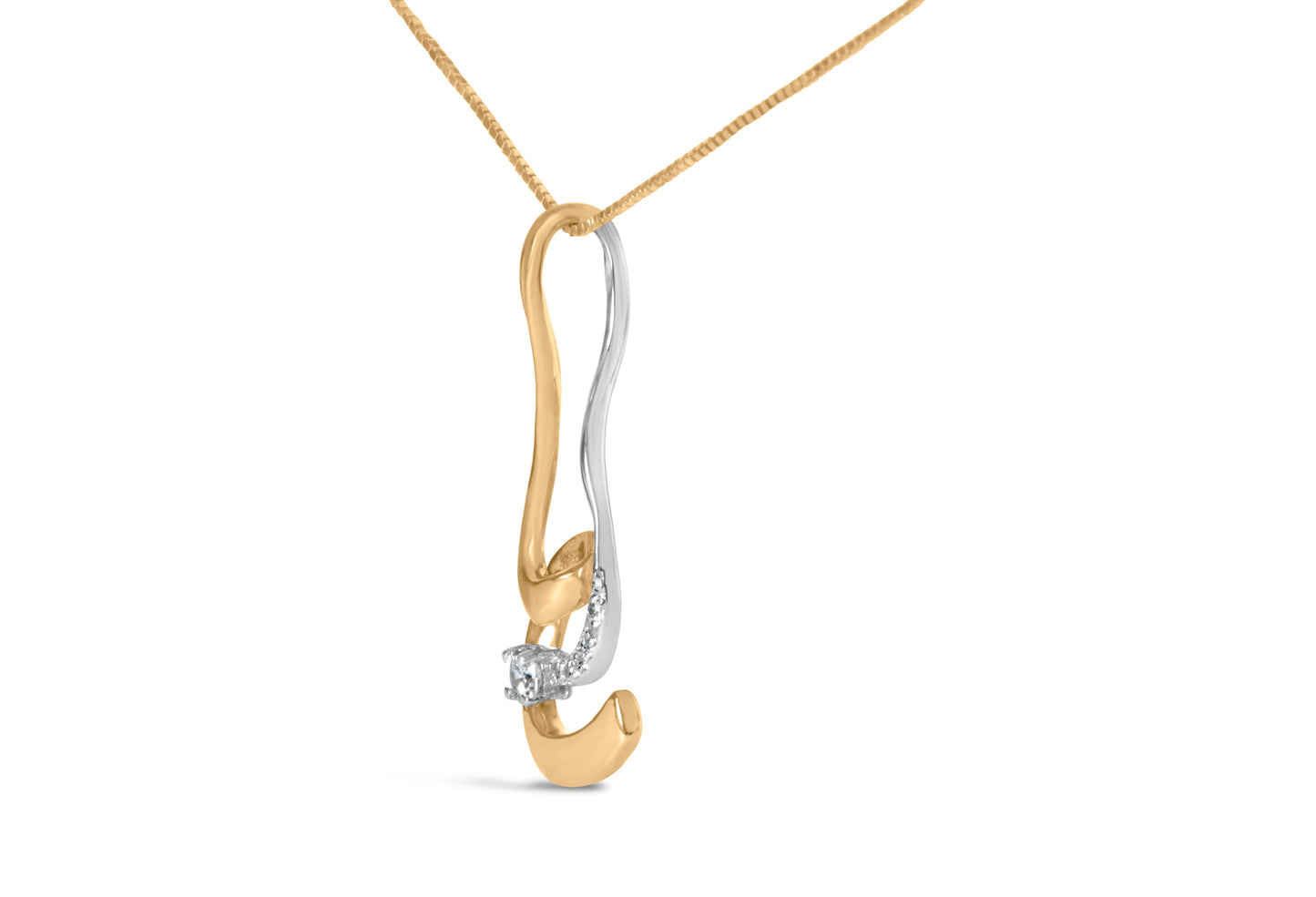 Espira 10K Two-Tone Gold 1/10 cttw Round Cut Diamond Swirl Pendant Necklace (I-J, I2-I3) Bids.com