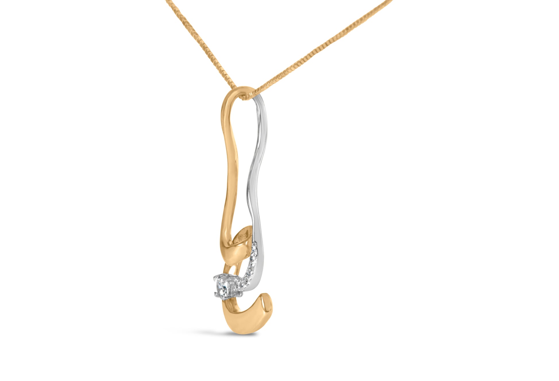 Espira 10K Two-Tone Gold 1/10 cttw Round Cut Diamond Swirl Pendant Necklace (I-J, I2-I3) Bids.com