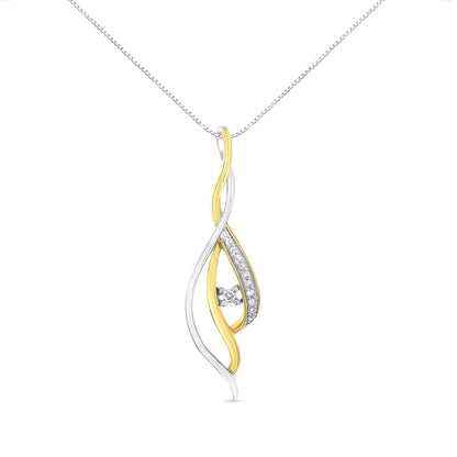 10K Yellow and White Gold Round Cut Diamond Accent Cascade 18" Pendant Necklace (J-K Color, I2-I3 Clarity) Bids.com