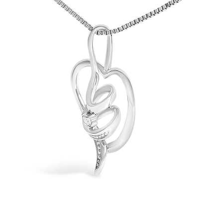 Espira 10K White Gold .03 Cttw Diamond-Accented Round-Cut Diamond Swirl Open Heart 18" Pendant Necklace (I-J Color, I2-I3 Clarity) Bids.com