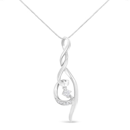 Espira 10K White Gold 1/10 cttw Diamond Swirl Pendant Necklace (I-J, I1-I2) Bids.com