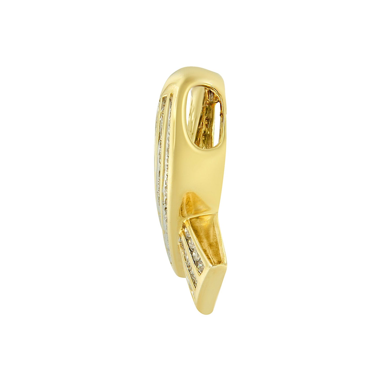 14K Yellow Gold 2 5/8 cttw Channel Set White Diamond Awareness Ribbon Pendant Necklace (G-H Color, VS1-VS2 Clarity) - NO CHAIN Bids.com