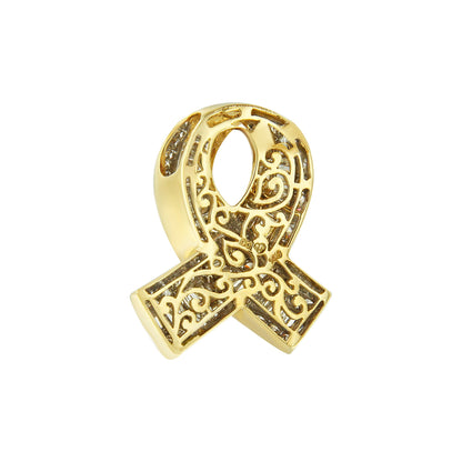 14K Yellow Gold 2 5/8 cttw Channel Set White Diamond Awareness Ribbon Pendant Necklace (G-H Color, VS1-VS2 Clarity) - NO CHAIN Bids.com