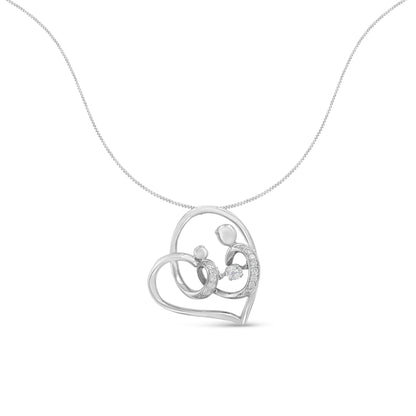 .925 Sterling Silver 1/6 cttw Diamond Heart Pendant Necklace (H-I, I1-I2) Bids.com