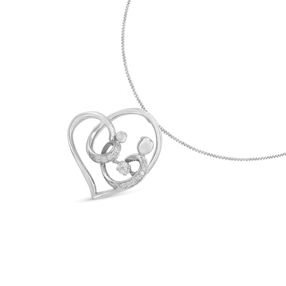.925 Sterling Silver 1/6 cttw Diamond Heart Pendant Necklace (H-I, I1-I2) Bids.com