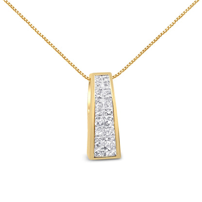 14K Yellow Gold 1 1/2 cttw Princess Cut Diamond Greek Column Pendant Necklace (G-H, VS1-VS2) Bids.com