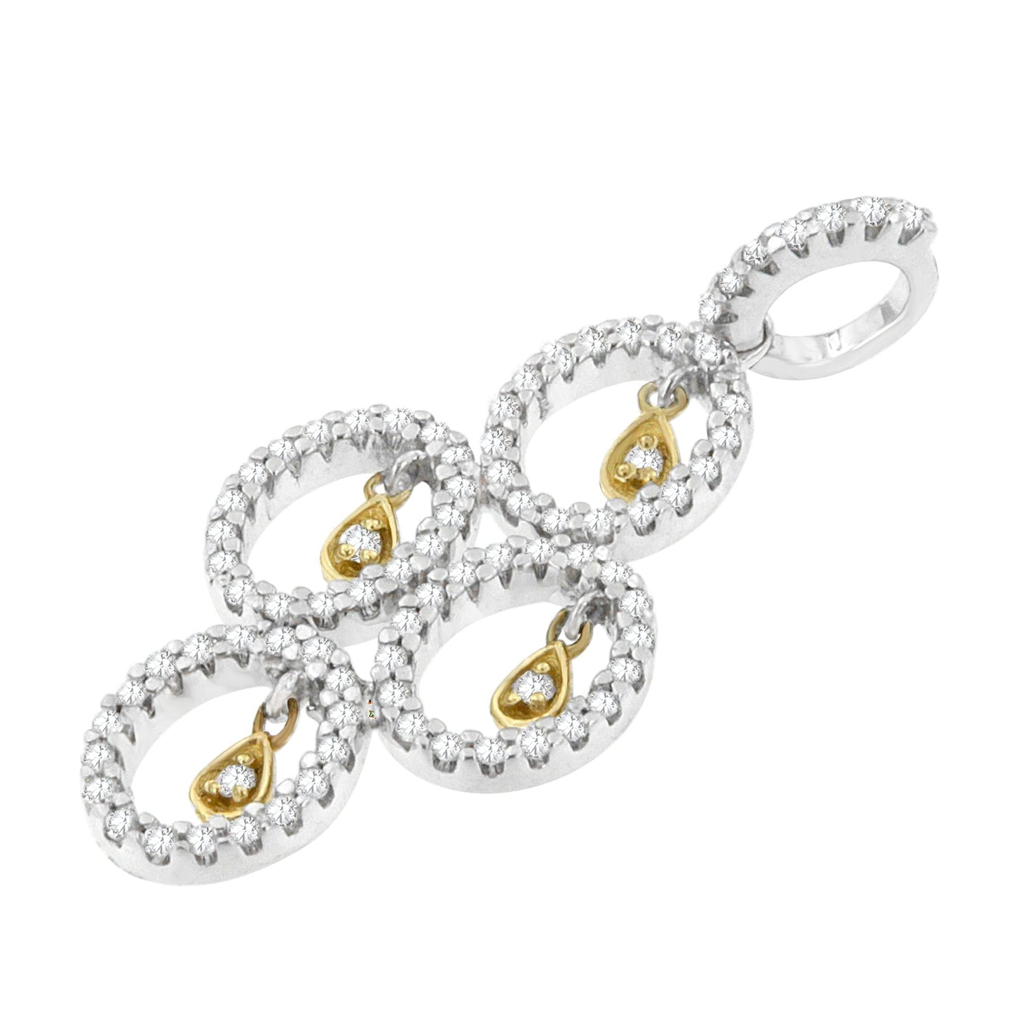 14K Two- Toned Gold 2/5 cttw Round Diamond Pendant Necklace (H-I, I1-I2) Bids.com