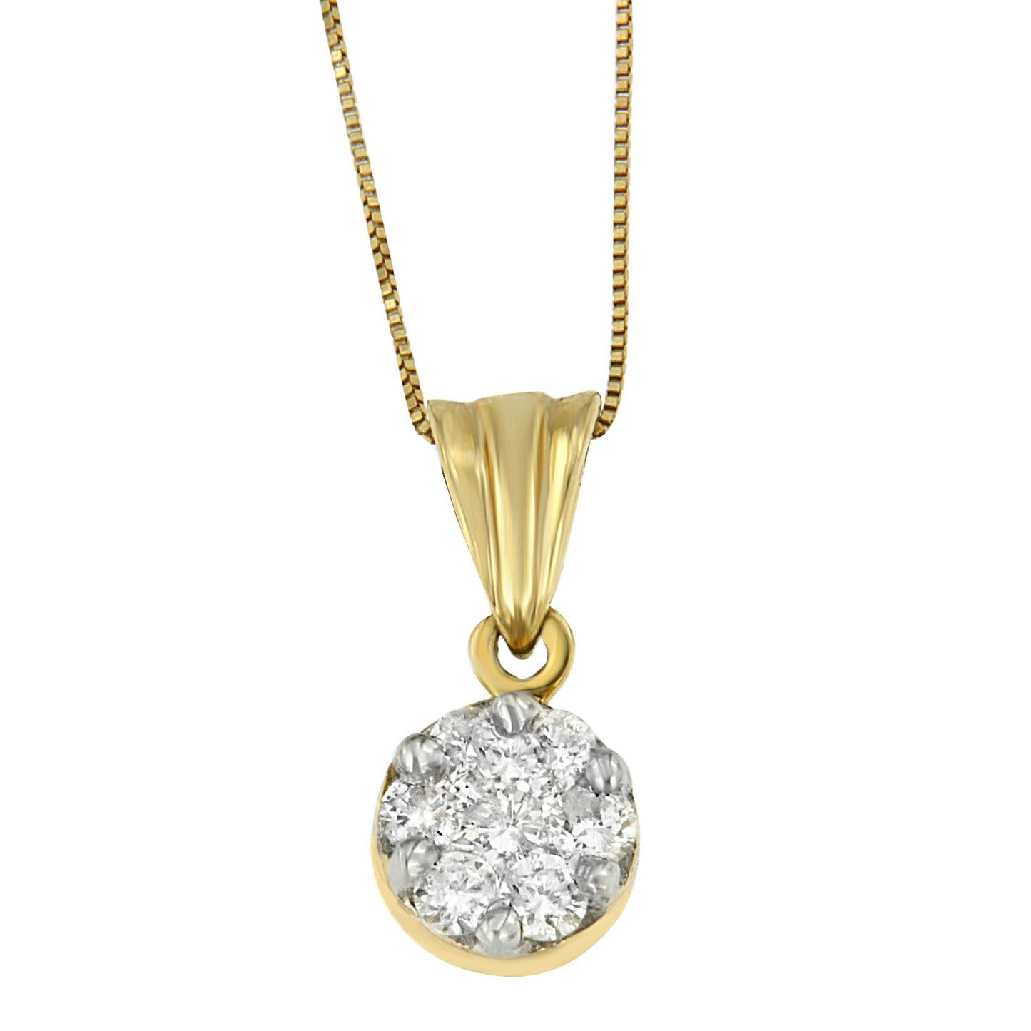 14K Yellow Gold 1/2 cttw Round Cut Diamond Circle Pendant Necklace (H-I, I1-I2) Bids.com