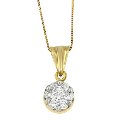 14K Yellow Gold 1/2 cttw Round Cut Diamond Circle Pendant Necklace (H-I, I1-I2) Bids.com