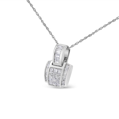 14K White Gold 2 1/5 Cttw Princess Cut Composite Diamond Pendant with Diamond Bale Pendant Necklace (H-I Color,SI1-SI2 Clarity) - NO CHAIN INCLUDED Bids.com