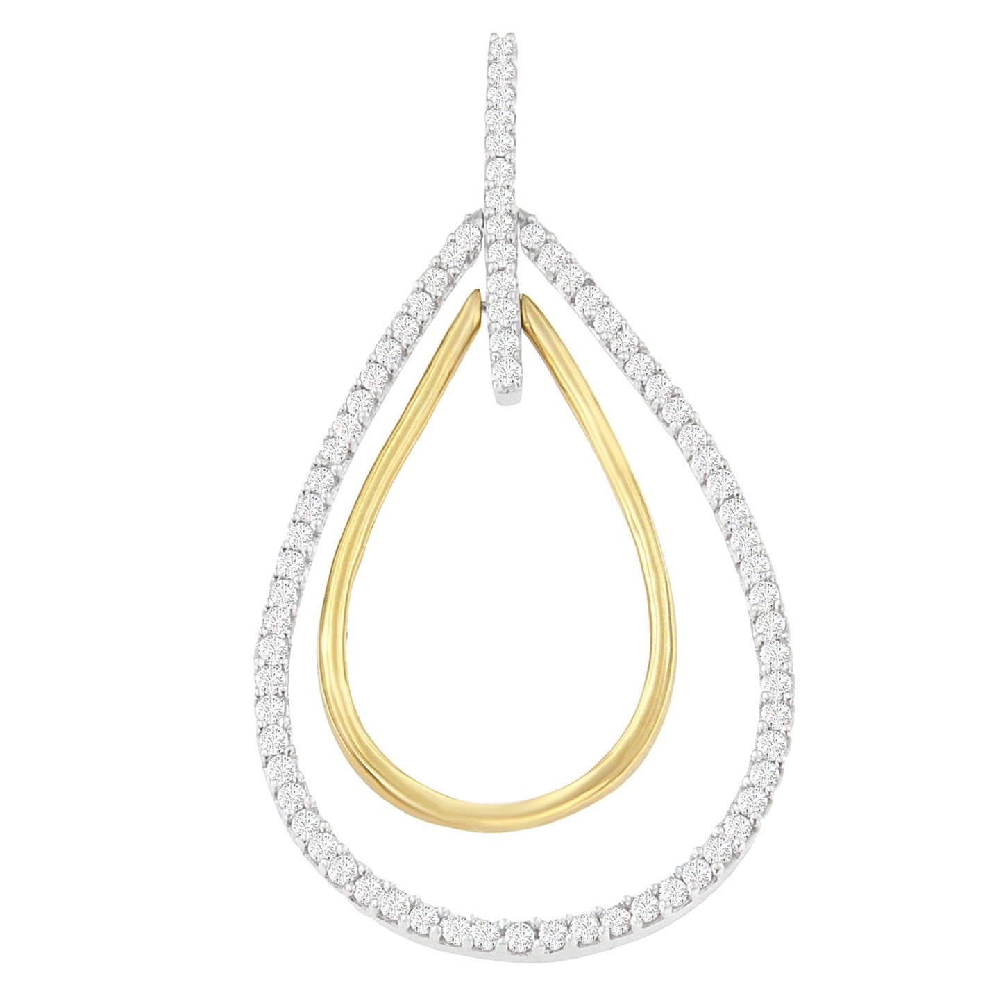 14K Two-Tone Gold Round Cut Diamond Double Burst Pendant Necklace (1.00 cttw, H-I Color, SI2-I1 Clarity) Bids.com