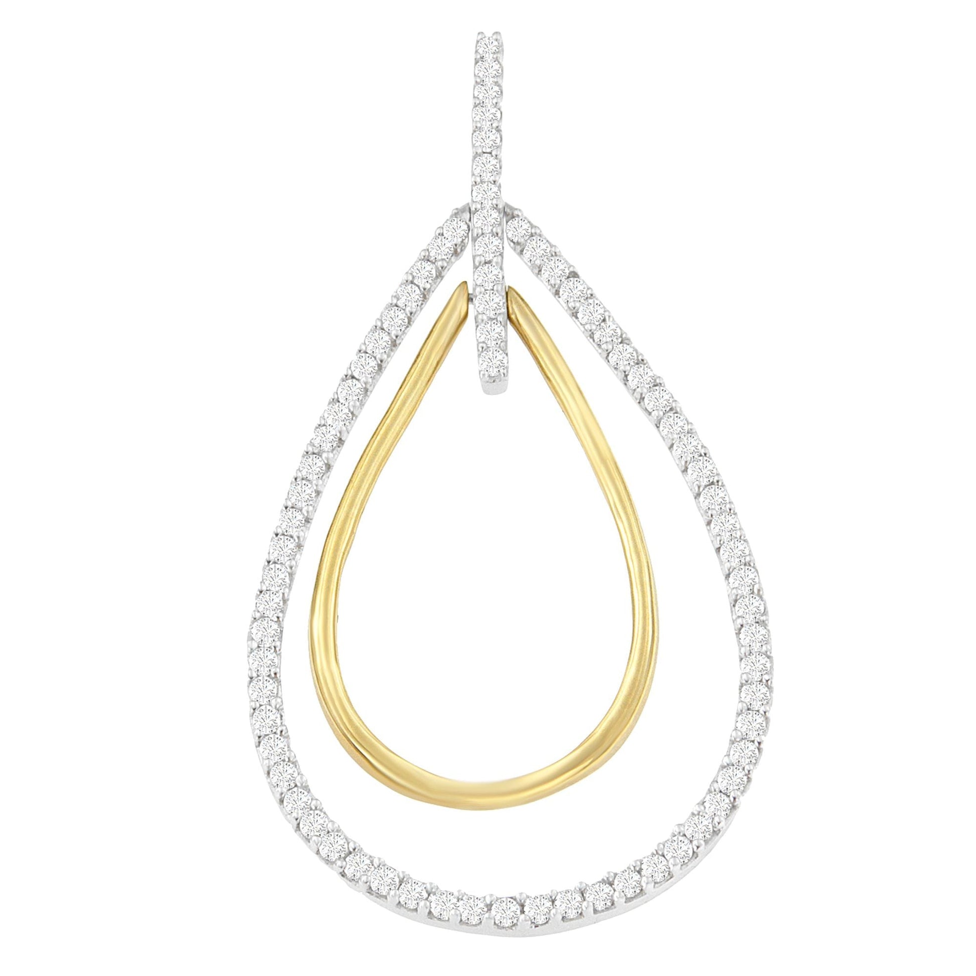 14K Two-Tone Gold Round Cut Diamond Double Burst Pendant Necklace (1.00 cttw, H-I Color, SI2-I1 Clarity) Bids.com