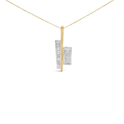 18K Yellow and White Gold 1 7/8 Cttw Princess Baguette Diamond Key Shaped 18" Pendant Necklace (H-I Color, SI1-SI2 Clarity) Bids.com