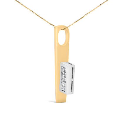 18K Yellow and White Gold 1 7/8 Cttw Princess Baguette Diamond Key Shaped 18" Pendant Necklace (H-I Color, SI1-SI2 Clarity) Bids.com