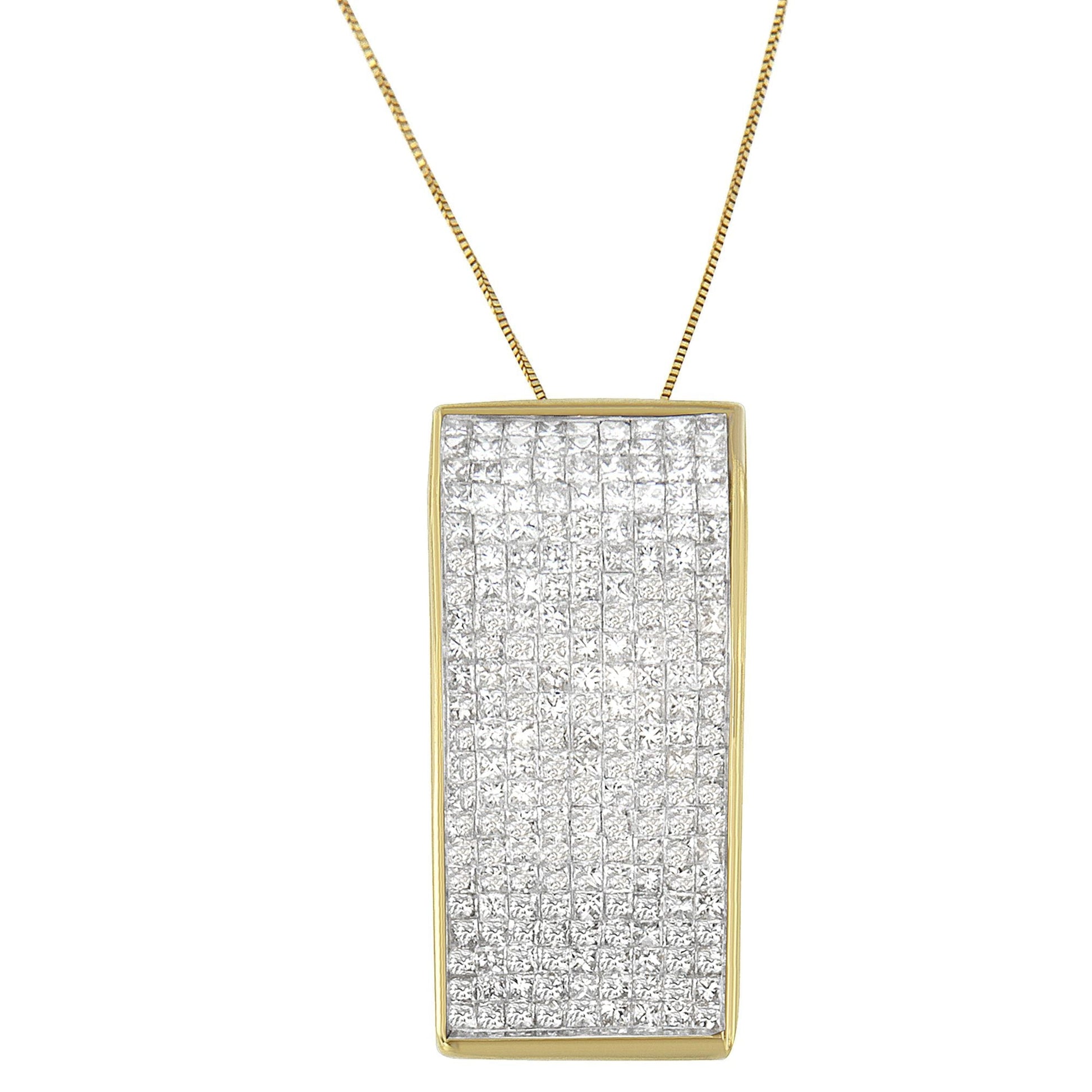 14K Yellow Gold Princess Cut Diamond Block Pendant Necklace (2 5/8 cttw, H-I Color, SI2-I1 Clarity) Bids.com