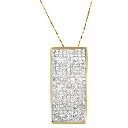 14K Yellow Gold Princess Cut Diamond Block Pendant Necklace (2 5/8 cttw, H-I Color, SI2-I1 Clarity) Bids.com