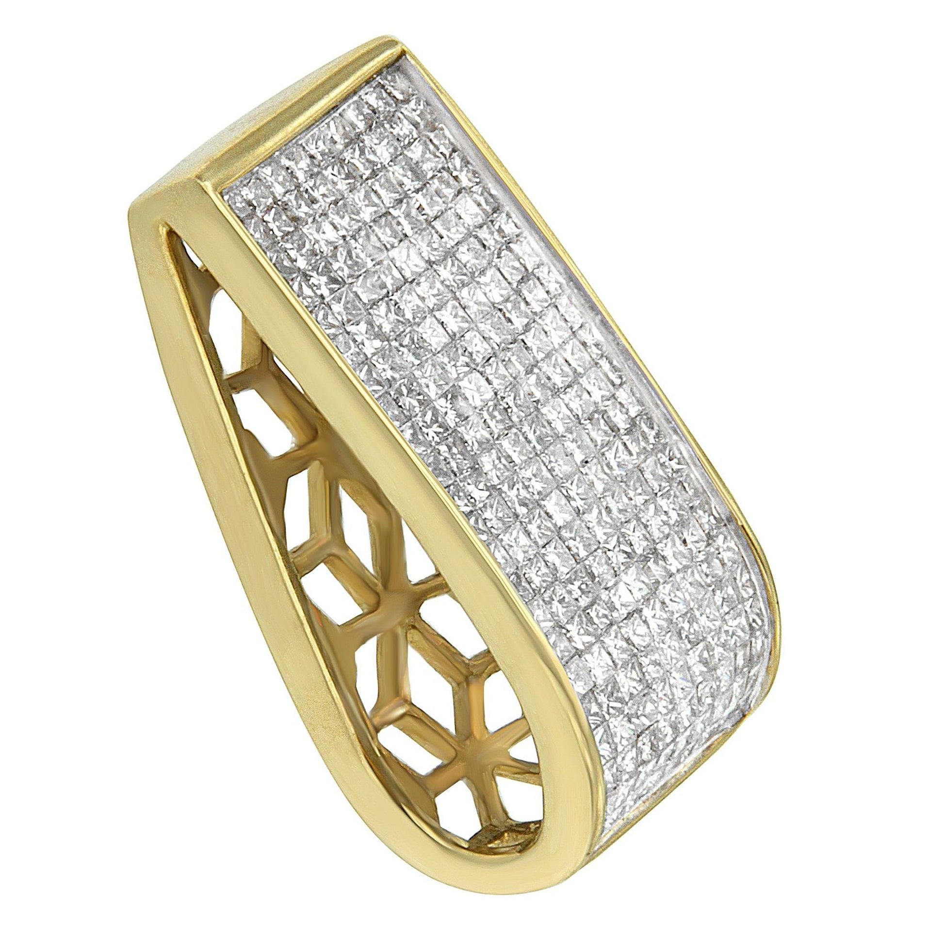 14K Yellow Gold Princess Cut Diamond Block Pendant Necklace (2 5/8 cttw, H-I Color, SI2-I1 Clarity) Bids.com