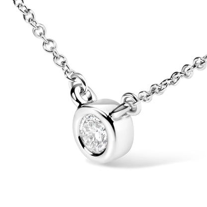 10K White Gold 1/10 Carat Round Brilliant-Cut Diamond Modern Bezel-Set Solitaire 16"-18" Pendant Necklace (H-I Color, SI2-I1 Clarity) Bids.com