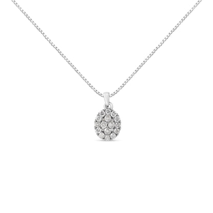 .925 Sterling Silver 1 1/2 Cttw Diamond Oval Cluster Pendant Necklace (I-J Color, I2-I3 Clarity) - 18" Bids.com