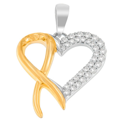 .925 Sterling Silver Two Toned 1/4 cttw Round Cut Diamond Pendant Necklace (H-I, I2-I3) Bids.com