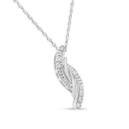 .925 Sterling Silver Diamond Accent Bypass Curve 18" Pendant Necklace (I-J Color, I3 Clarity) Bids.com