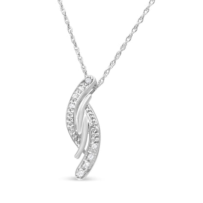 .925 Sterling Silver Diamond Accent Bypass Curve 18" Pendant Necklace (I-J Color, I3 Clarity) Bids.com