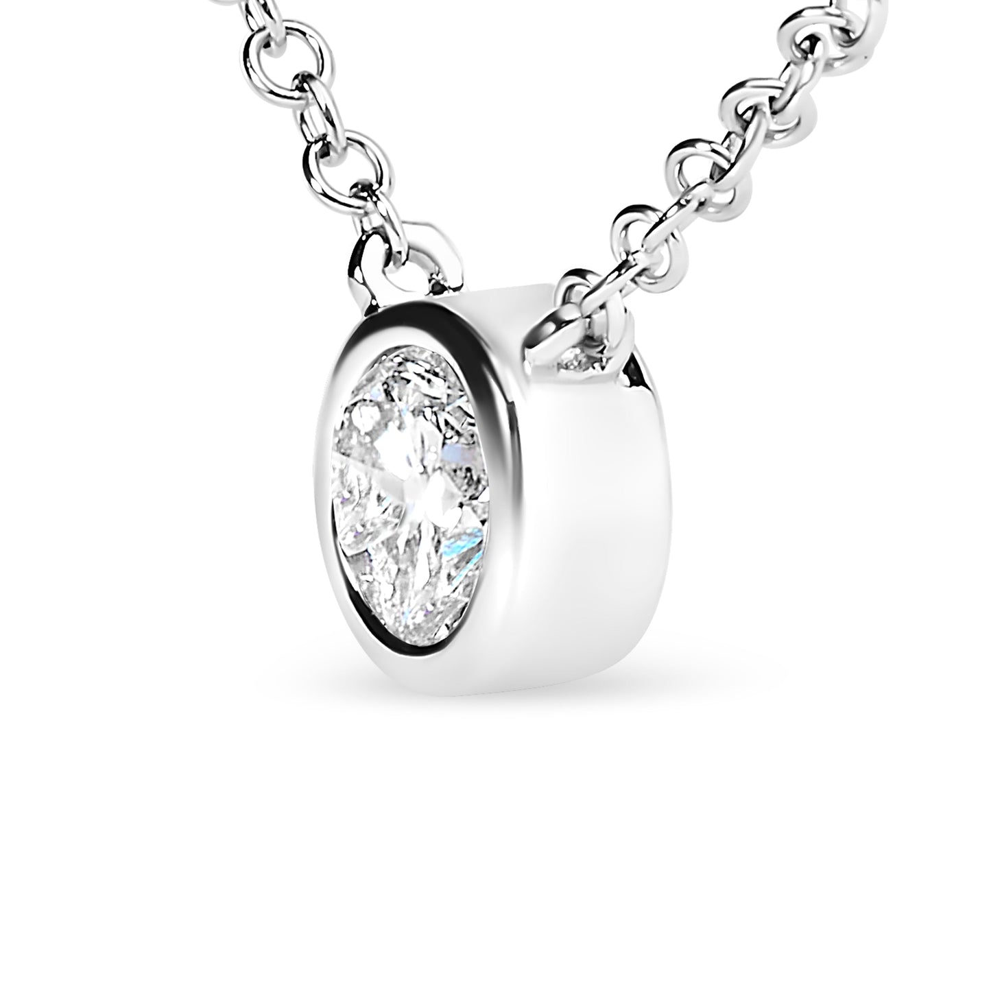 14K White Gold 1/2 Cttw Lab Grown Diamond Modern Bezel-Set Solitaire 16"-18" Pendant Necklace (F-G Color, VS2-SI1 Clarity) Bids.com