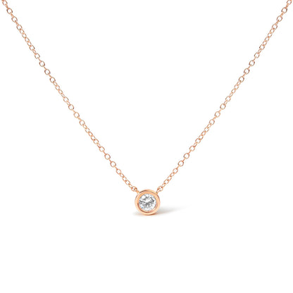 2 Micron 14K Rose Gold Plated Sterling Silver Bezel-Set Diamond Solitaire Pendant Necklace (1/3 cttw, H-I Color, I1-I2 Clarity) Bids.com