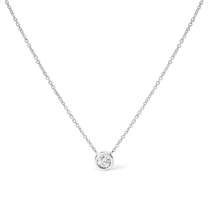 2 Micron 14K Rose Gold Plated Sterling Silver Bezel-Set Diamond Solitaire Pendant Necklace (1/3 cttw, H-I Color, I1-I2 Clarity) Bids.com