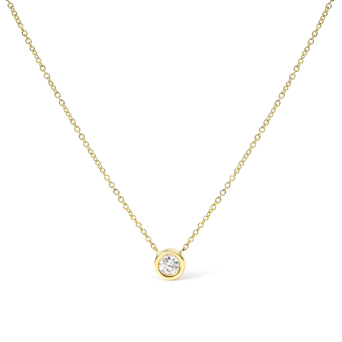 2 Micron 14K Rose Gold Plated Sterling Silver Bezel-Set Diamond Solitaire Pendant Necklace (1/3 cttw, H-I Color, I1-I2 Clarity) Bids.com